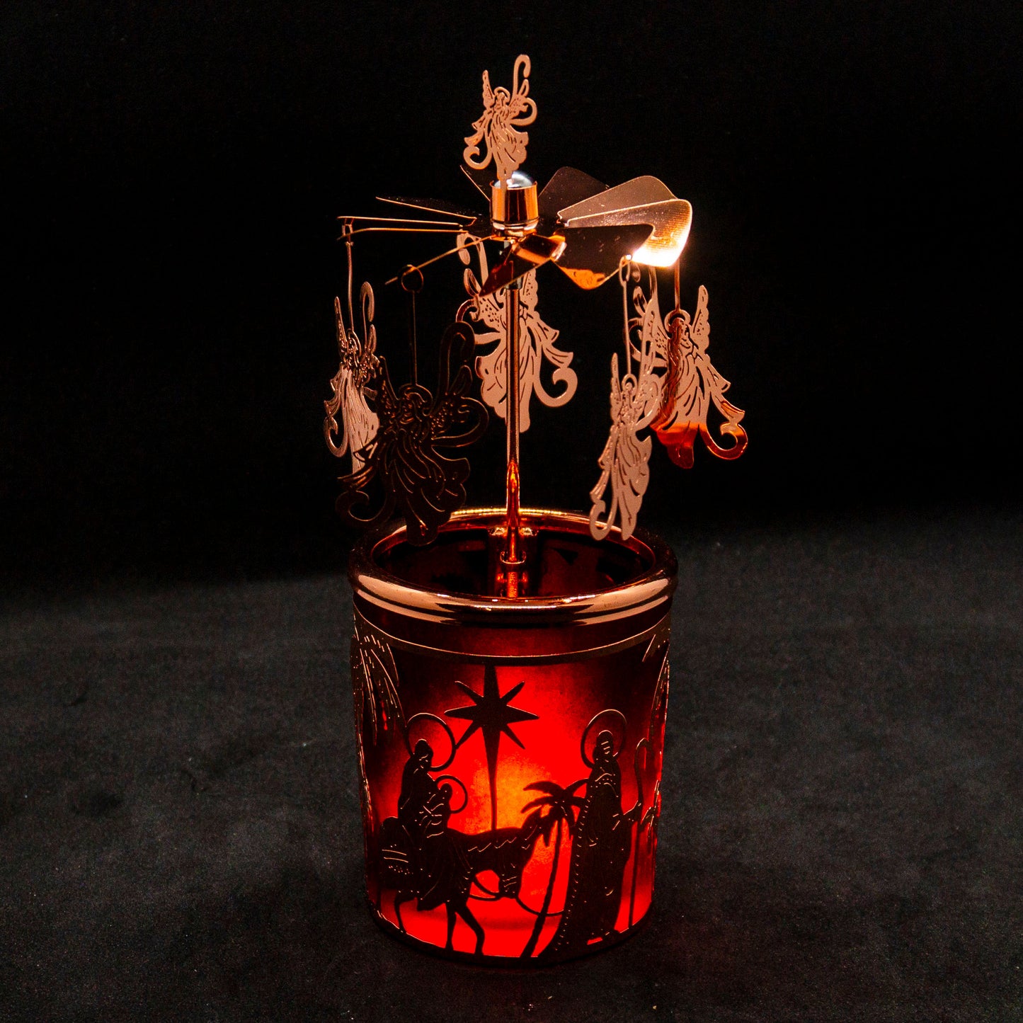 Teelichthalter Buntglas-Carosello Rot/Holy Family, Kupfer - Casa-Millefiori