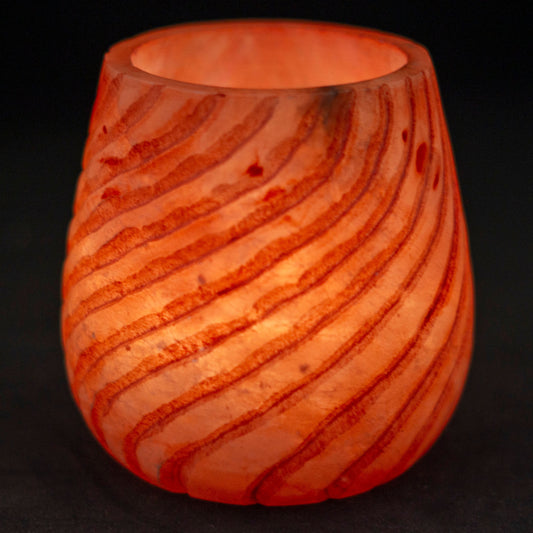 Alabaster Teelicht-Vase Spirals Orange