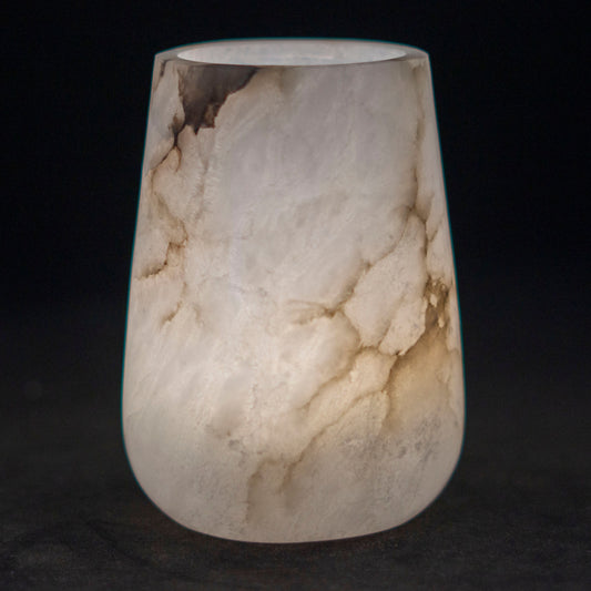 Alabaster Teelicht-Vase hoch, weiß