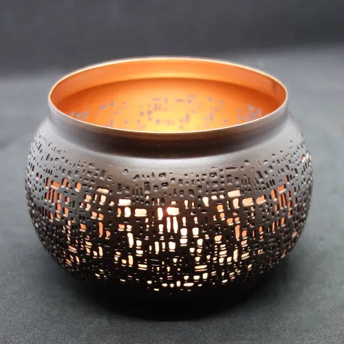 illoomi perforated candle-holder copper color/bulbous shape