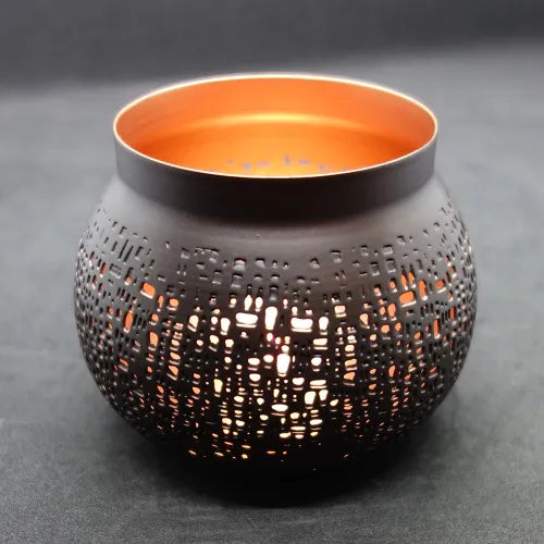 illoomi perforated candle-holder copper color/bulbous-bowl shape