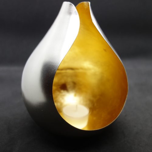 illoomi Candle-Holder raindrop leaf gold/shiny Nickel (S)