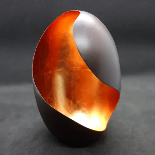 illoomi candle-holder oval curved copper leaf