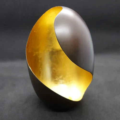 illoomi candle-holder oval curved gold leaf