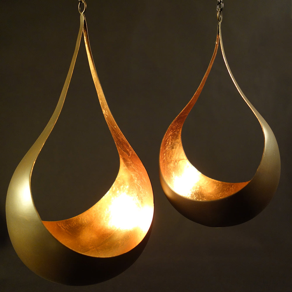 illoomi hanging light bowl leaf copper large