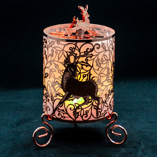 Propello candle rotating light with frosted glass insert, reindeer, copper