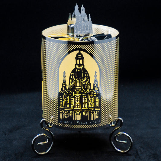 Propello-Kerzendrehlicht mit Milchglaseinsatz Frauenkirche Dresden, Silber - Casa-Millefiori